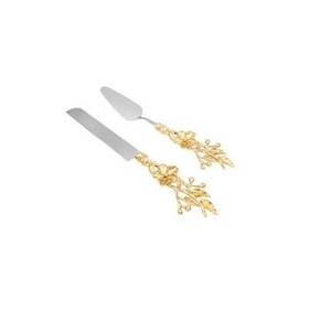 Couteau et serveur en acier inoxydable de conception de luxe en laiton pour poignée de conception de fleur de tige en laiton pour couteau et serveur - Product Image 1
