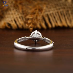 Anillo de diamantes para mujer de corte brillante redondo TDW 0,98, oro blanco de 18 quilates, Diamante certificado/no certificado, Joyería de diamantes Cvd/Hpht - Product Image 4