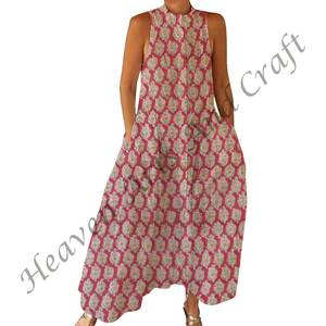 Combinaison décontractée d'été 100% coton, imprimé floral à la main, tissage doux avec fermeture éclair pour le printemps/été, adultes BPJS080 - Product Image 3