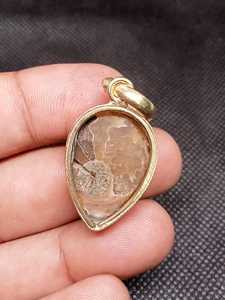 Amonite Cabochon Gold Plated Brass Pendant Handmade Zinc Alloy Jewelry Link Chain for Wedding <b>Birthstone</b> February Natural Stone - Product Image 3