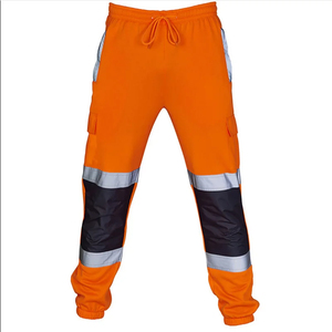 Pantalon de travail décontracté haute visibilité pour hommes, vêtements de sécurité réfléchissants avec taille élastique et poches - Product Image 1