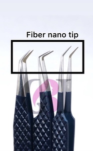 Pince à épiler pour cils GETUP BROSONS IMPEX Midnight Powder Coating 45/90 degrés, pointe droite en fibre, acier inoxydable, outil de beauté - Product Image 2