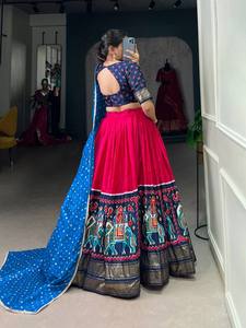 Tussar soie lehenga choli, Chaniya Choli Pour Garba, Navratri Special Lehengas Choli Avec Dupatta Célébrations festives - Product Image 4
