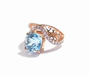 Elegante Anillo de Plata de Ley con Topacio Azul para Mujer, Joyería de Compromiso, Boda, Uso Diario, Brillante - Product Image 2