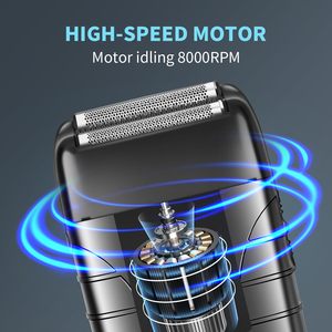 Rasoir électrique sans fil rechargeable par USB pour hommes, longue autonomie avec double lame rotative, idéal pour les voyages en camping-car - Product Image 5