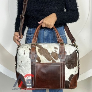 New Cowhide <b>Leather</b> Duffel <b>Bag</b> for <b>Men</b> Women Business Travel Luggage <b>Bag</b> with 13.3'' Laptop Compartment Overnight <b>Weekender</b> <b>Bags</b> - Product Image 1