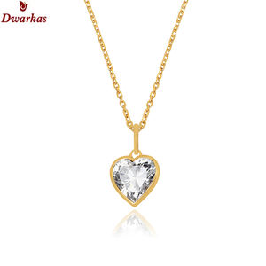Populaire luxe plaqué or 925 argent sterling CZ coeur forme pierres précieuses pendentif collier saint valentin cadeau bijoux pour femmes et hommes - Product Image 1