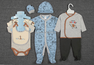 Ensemble de vêtements pour nouveau-né tendance, 8 pièces, en coton, pyjama à pieds pour bébé garçon, barboteuse, <span class=keywords><strong>cadeau</strong></span>, vêtements de Noël pour bébé - Product Image 5