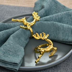 Anillo de Servilleta de Reno Dorado de Lujo, Elegante Adorno de Mesa para Fiestas Navideñas, Decoración de Comedor Navideño y Regalo Especial - Product Image 1