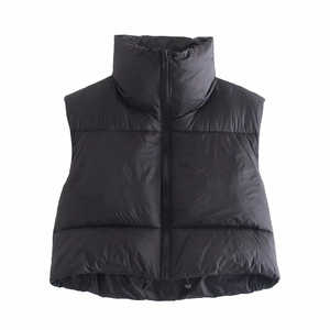 Custom Quilted Sleeveless Puffer <b>Jacket</b> Men Wholesale Canvas Fabric Zipper Closure Plus Size Windproof Warm Stand Collar Front - Product Image 4