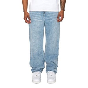 กางเกงยีนส์ขาตรงเข้ารูปสำหรับผู้ชายกางเกงฟิตเนสลำลองสำหรับผู้ชายสีฟ้าอ่อนสำหรับฤดูร้อน - Product Image 5