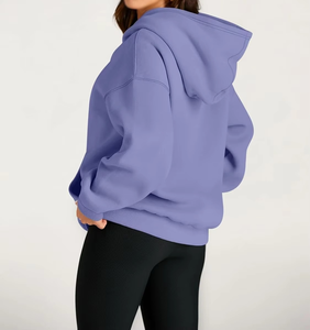 Venta al por mayor de gran tamaño de lana con capucha frontal de logotipo personalizado de las mujeres de gota hombro grueso de punto de alta calidad de invierno Streetwear sudaderas con capucha - Product Image 2