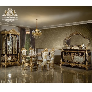 Mobilier de salle à manger de luxe Ensemble table et chaises Villas de luxe italiennes Ensemble de meubles de salle à manger Ensemble de tables à manger à l'aspect riche - Product Image 1