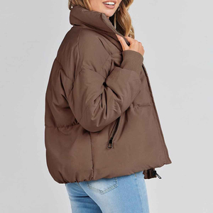 Veste bouffante à capuche classique pour femmes de taille régulière Logo court rembourré doublure intérieure chaude à manches longues doux matelassé fermeture à glissière ODM - Product Image 4