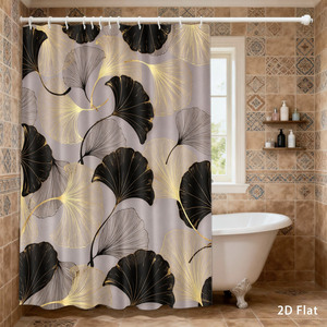 Custom Printed Waterproof Shower Shower <b>Curtain</b> for Bathroom Waterproof Polyester with <b>Hooks</b> - Product Image 1