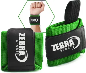 Zebra Olahraga Gym Kebugaran Angkat Besi Logo Kustom Tugas Berat Katun Kekuatan Latihan Wrist Wraps