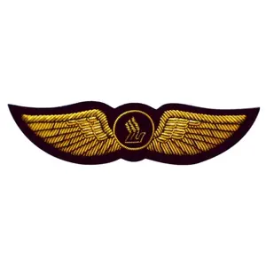 OEM Airline Pilot Trainee Captain Wing Gold Bullion Patch Badge in White or Gold Wire Wholesale Pilot Bullion Wings Badges