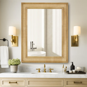 กรอบกระจกหวายไม้ทรงสี่เหลี่ยมผืนผ้าแบบโบราณพร้อมกระจกนิรภัยกระจกตกแต่งอลูมิเนียมสไตล์วินเทจสำหรับใช้ในบ้าน - Product Image 4