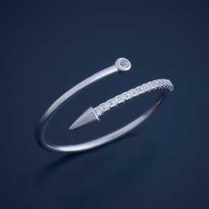 Bague en argent 92,5 à motif géométrique avec placage rhodium et or, ornée de zircon et sertie clos – Bijoux-176657 - Product Image 1