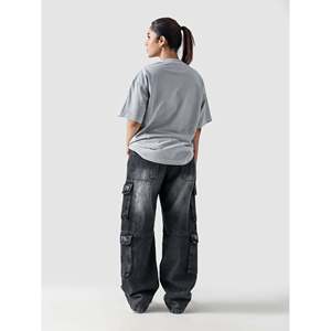 Tissu en jersey 100% coton gris ardoise lavé, respirant et confortable - Product Image 2