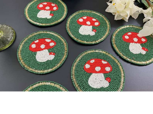 Handmade <b>Beaded</b> <b>Coasters</b> - Boho Drink <b>Coasters</b> with Polyester Backing (4x4 Inch) - Product Image 4