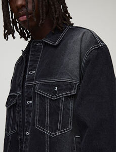 Veste en jean matelassée surdimensionnée à point contrasté de haute qualité grande taille pour hommes veste d'hiver respirante à col rabattu - Product Image 6