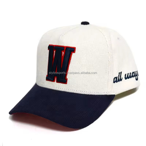 High Quality Custom Design Two-Tone 5-Panel Baseball Cap <b>Navy</b> White 3D Raised Embroidery Logo Lace Printed Sports Outdoor <b>Hat</b> - Product Image 4
