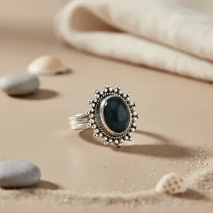 Bague en pierre ovale pour femmes, bijoux en argent 925, pierres précieuses, accessoire à la mode - Product Image 2