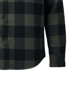 Men Plaid <b>Check</b> Shirt Jacket Long Sleeve Button Down Casual Flannel <b>Overshirt</b> Style Dark Green Olive Color Manufacture Wholesale - Product Image 6