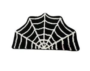 Black and white irregular spider web tufted fruit shape carpet flocking soft plush tufted hotel bath rug