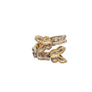 Diamante acentuado oro mariposa anillo boda estilo clásico pavé ajuste para mujer joyería - Product Image 1