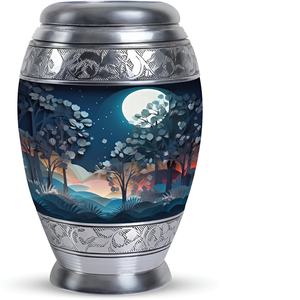 Urnas de cremación para adultos de latón de precios bajos de Venta caliente de tacto negro con urnas funerarias de latón grabadas a mano hechas en la India 2024 - Product Image 2