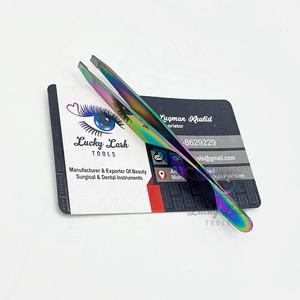 ERT-Rainbow-Pince à sourcils en acier inoxydable avec logo personnalisé, outil de beauté à pointe carrée, volume russe, extension de cils, LUCKY LASH - Product Image 3