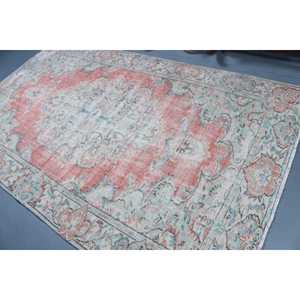 Grand tapis turc vintage 5,6x9,1 pieds, tapis rouge à pois en laine - Product Image 4