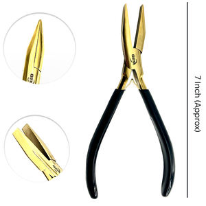 Alicate para Extensiones de Cabello, Boca Plana, 7 Pulgadas, de Acero Inoxidable, Negro y Dorado, Herramienta de Cierre de Microperlas de 2 Orificios, Duradero - Product Image 1