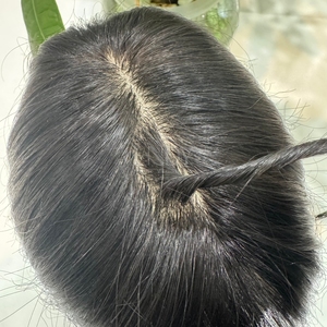 Cheveux humains 100% vrais cheveux humains vietnamiens, base en soie, topper en dentelle, frange droite, cheveux humains 2025 - Product Image 2