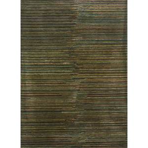 Alfombra de Lana y Viscosa Hecha a Mano Acar Green, Estilo Clásico a Rayas para el Hogar, Pasillo, Tejido Plano con Técnica Jacquard de 10 mm para Adolescentes - Product Image 1