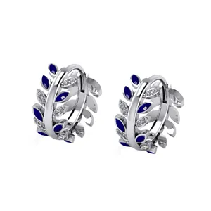 Anting-anting Sterling S925 Sterling Hoop perak 925 perhiasan batu permata hadiah bagus mewah Natal cantik wanita kustom kualitas bagus