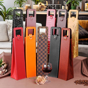 Bolsa de Vino Portátil de Cuero Repujado Salva, Estuche para una Sola Botella con Asa para Viajes, Embalaje para Regalo - Product Image 3