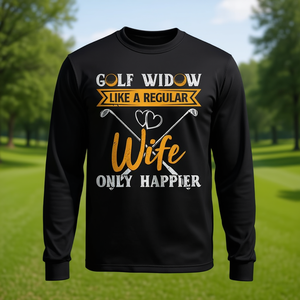 T-shirt à manches longues Golf Widow pour les amateurs de golf, design unique, plus heureux que une épouse ordinaire pour les passionnés de golf - Product Image 3