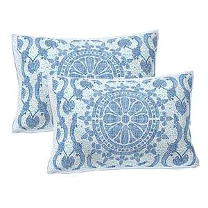 Juego de 3 Sábanas de Algodón con Diseño Floral Azul y 2 Fundas de Almohada (SHKV1040) - Product Image 3