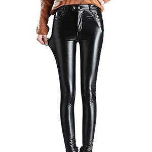 กางเกงแฟชั่นหนังสไตล์ไฮสตรีทสำหรับผู้หญิง ทรงตรง เอวสูง ผ้าระบายอากาศ เป็นมิตรกับสิ่งแวดล้อม สวมใส่สบาย - Product Image 6