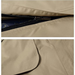 Chaqueta larga de algodón para hombre, abrigo cortavientos con cuello levantado, color sólido ligero - Product Image 3