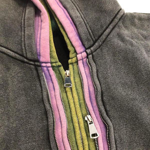 เสื้อฮู้ดซิปมีฮู้ดสามชั้นสำหรับผู้ชายกางเกงครอปแบบกรดซักได้ตามต้องการ - Product Image 4