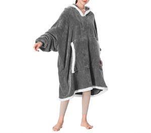 Sweat à capuche en sherpa tricoté surdimensionné pour femmes, sweat à capuche en polaire chaud, couverture, design personnalisé, marque privée, vente en gros, usine - Product Image 1