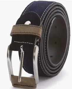 High Quality Genuine Suede Leather Belts Navy Color with Metal Buckle Direct from Indian Supplier