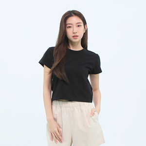 Tops cortos para mujer Pantalones cortos Manga en blanco CVC (algodón + poliéster) Ultrasoft Touch Transpirable Superventas Personalizado 190-200 GMS - Product Image 1