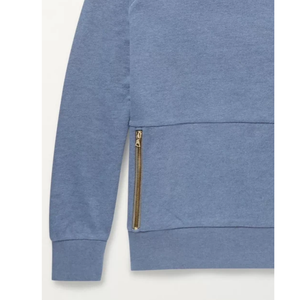 Sweat-shirt classique vintage pour homme, col rond, coupe et couture, poche zippée sur les deux côtés, manches raglan, pull en coton mélangé, tissu doux en molleton - Product Image 2