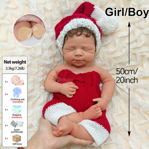 Bambola Reborn in Silicone Integrale da 20 Pollici, Neonato Maschio <span class=keywords><strong>e</strong></span> Femmina con Capelli Castani, Regalo per Compleanni, Famiglia <span class=keywords><strong>e</strong></span> Festività - Product Image 4