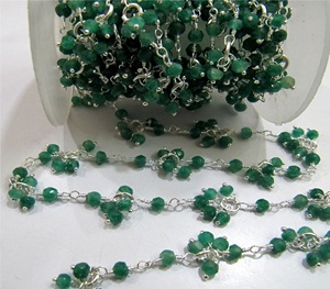 Esmeralda teñida Rondelle facetado 3-4mm cuentas de piedras preciosas cadenas de joyería con cuentas de flores con piedras colgantes - Product Image 2